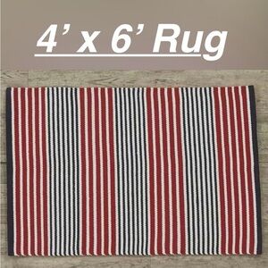 REDUCED PRICE Split P Hudson Stripe Rug 4’ x 6’, Red White & Blue, Brand New USA